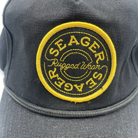 Seager Rugged Wear Black Snapback Adjustable Cap Baseball Hat - Picture 2 of 6